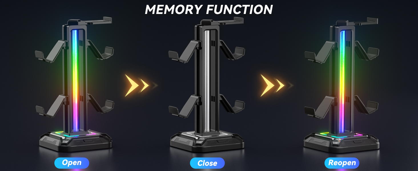 RGB Headset Stand 9 Light Modes Controller Holder for Desk Detachable ...