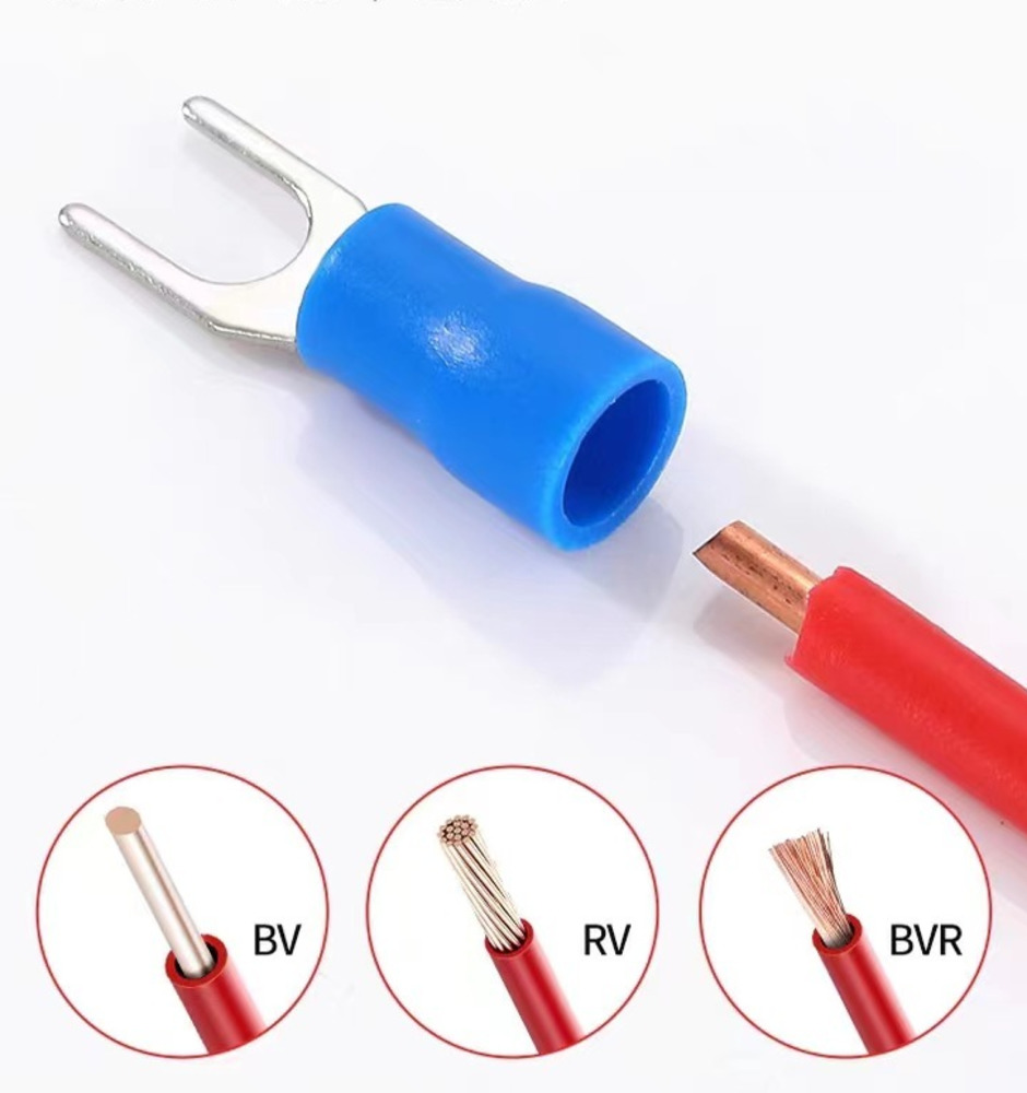 100PCS2-4 1.5-2.5mm ² AWG 16-14 blue copper brass insulated PVC ...