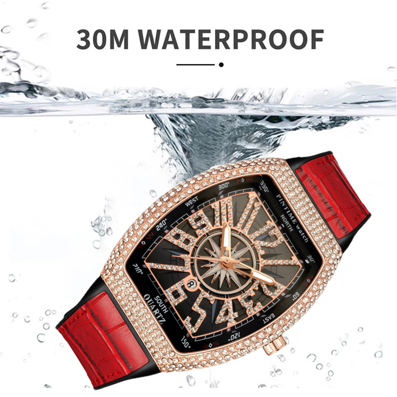 PINTIME Frank Barrel Watch Simple Watch Belt Yacht Diamond Vintage ...