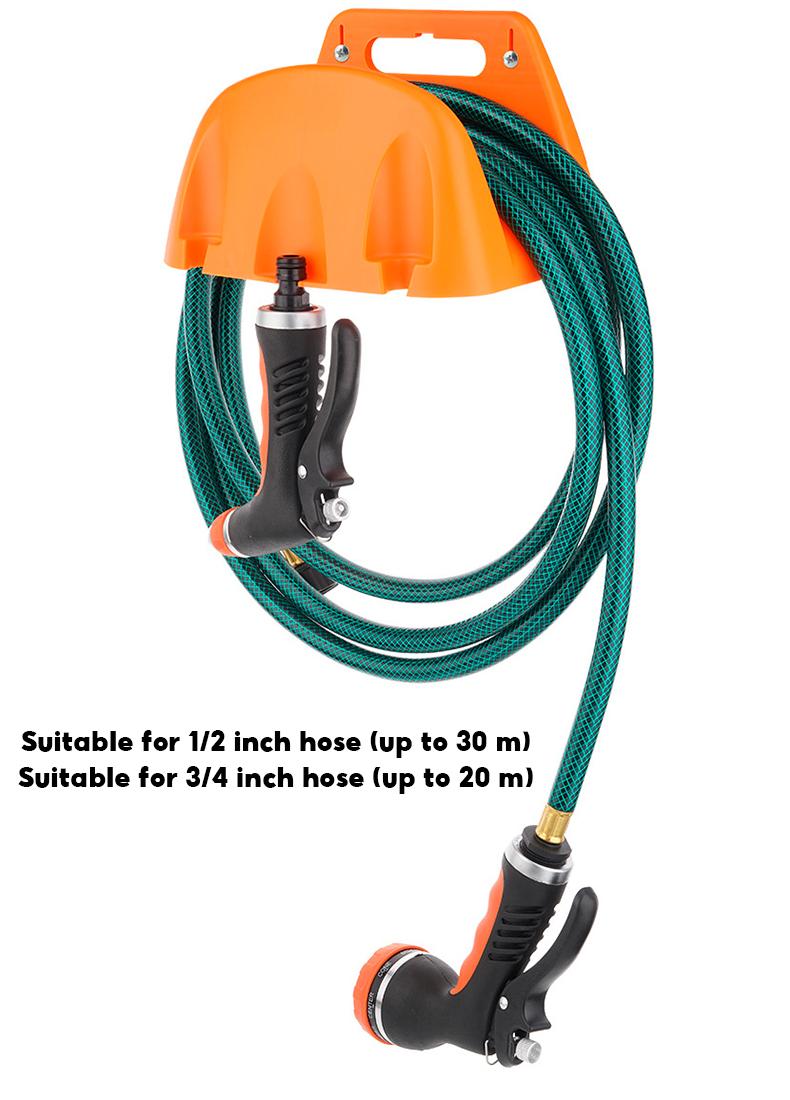 30M Wall-Mounted Hose Holder Set Universal Hose Hanger Garden Storage ...