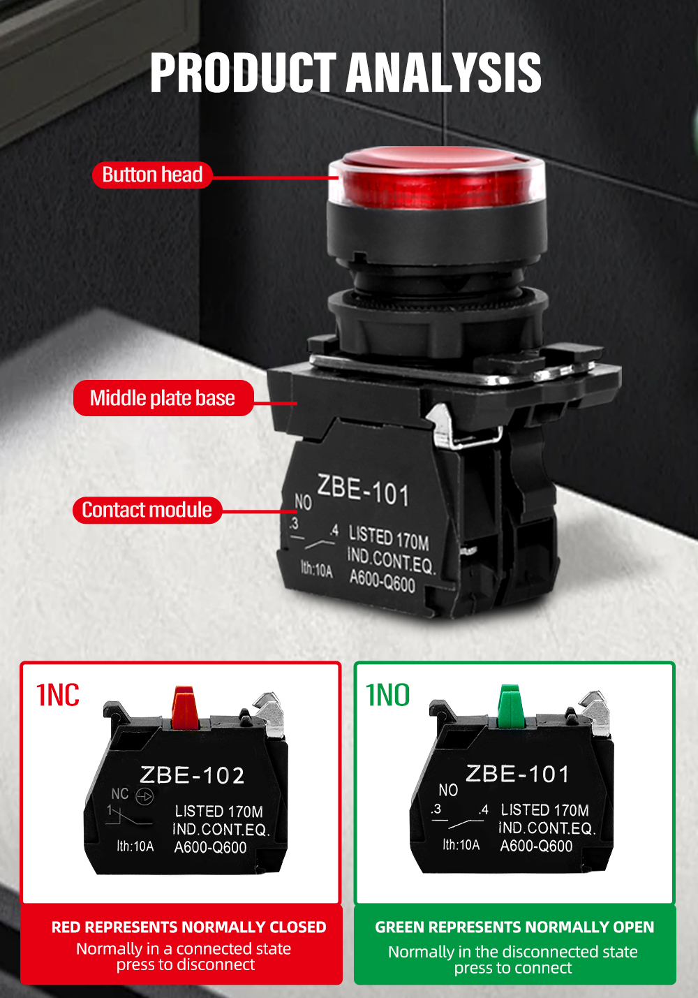 22MM waterproof illuminated push button switch momentary switch with ...