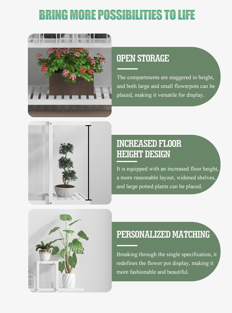 Multi-layer flower stand plant stand rack plant pot shelf with pulley ...