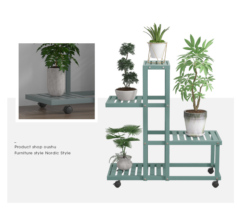 Multi-layer flower stand plant stand rack plant pot shelf with pulley ...