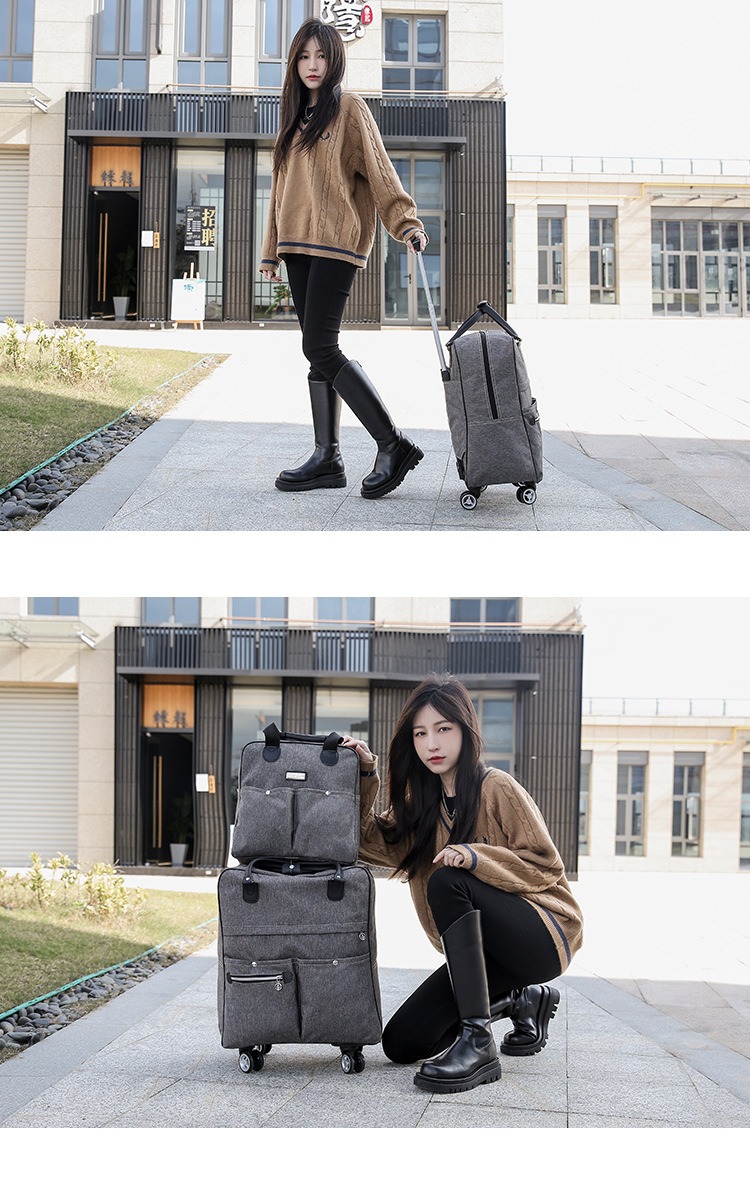 [2PCS] Travel Bag Wheels Trolley Backpack Large Capacity Boarding ...