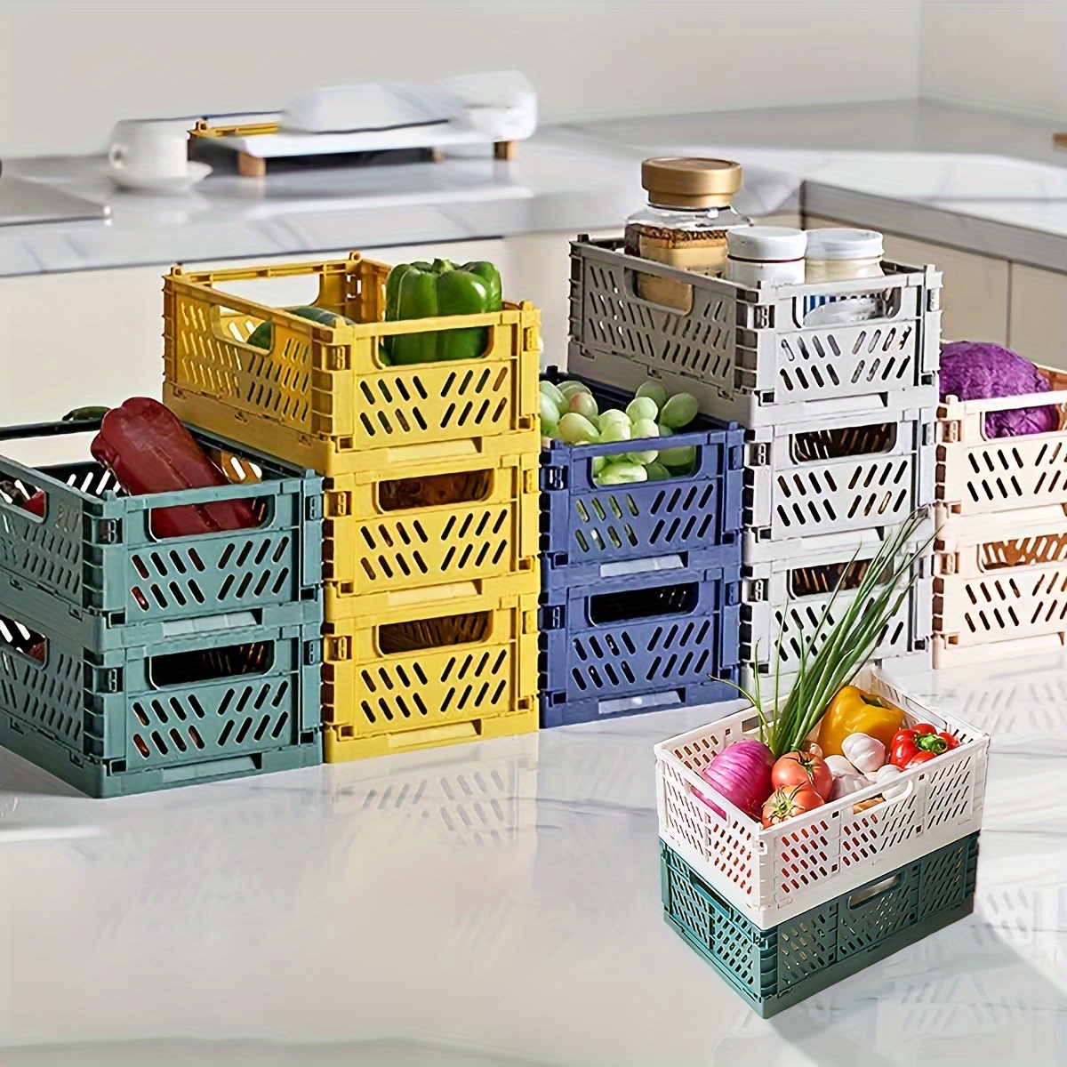 DIY Plastic Foldable Storage Box Durable Folding Storage Basket ...