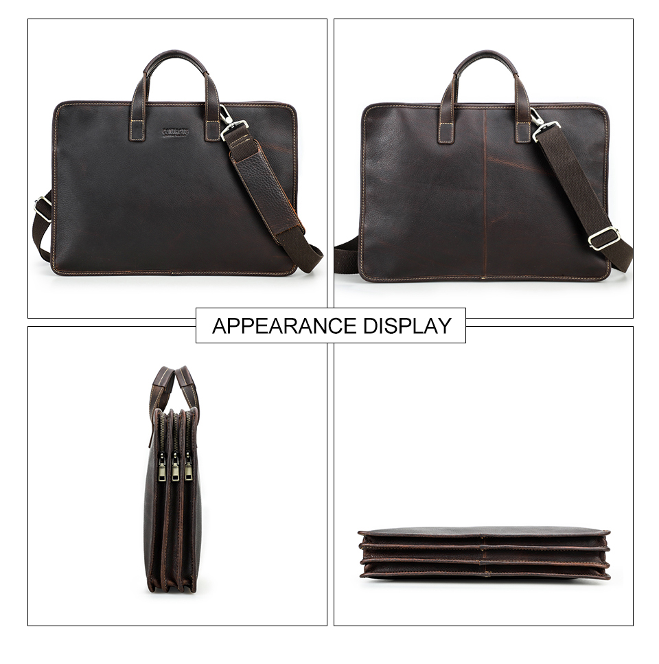 Mallette Homme En Cuir Divisé Pour Ordinateur Portable - Sac Vintage Voyage (29x39x5cm)