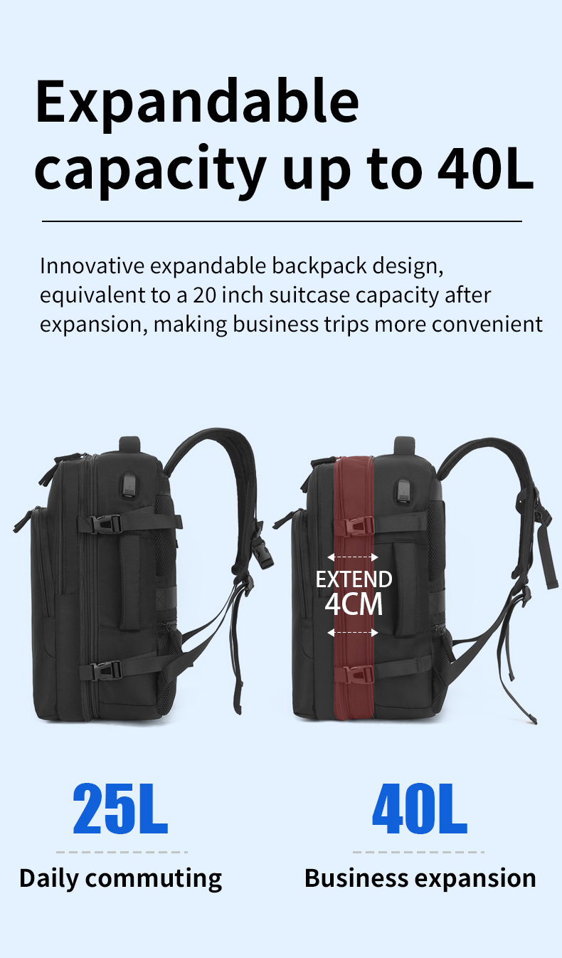 MY available 40L travel Bagpack Expandable waterproof carry on backpack ...