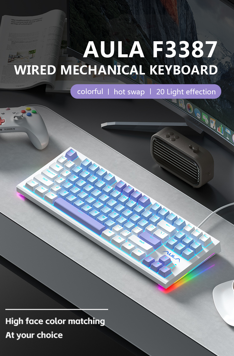 Aula F3387 Whale Theme Mechanical Keyboard Wired Hot Swap Blue Light ...