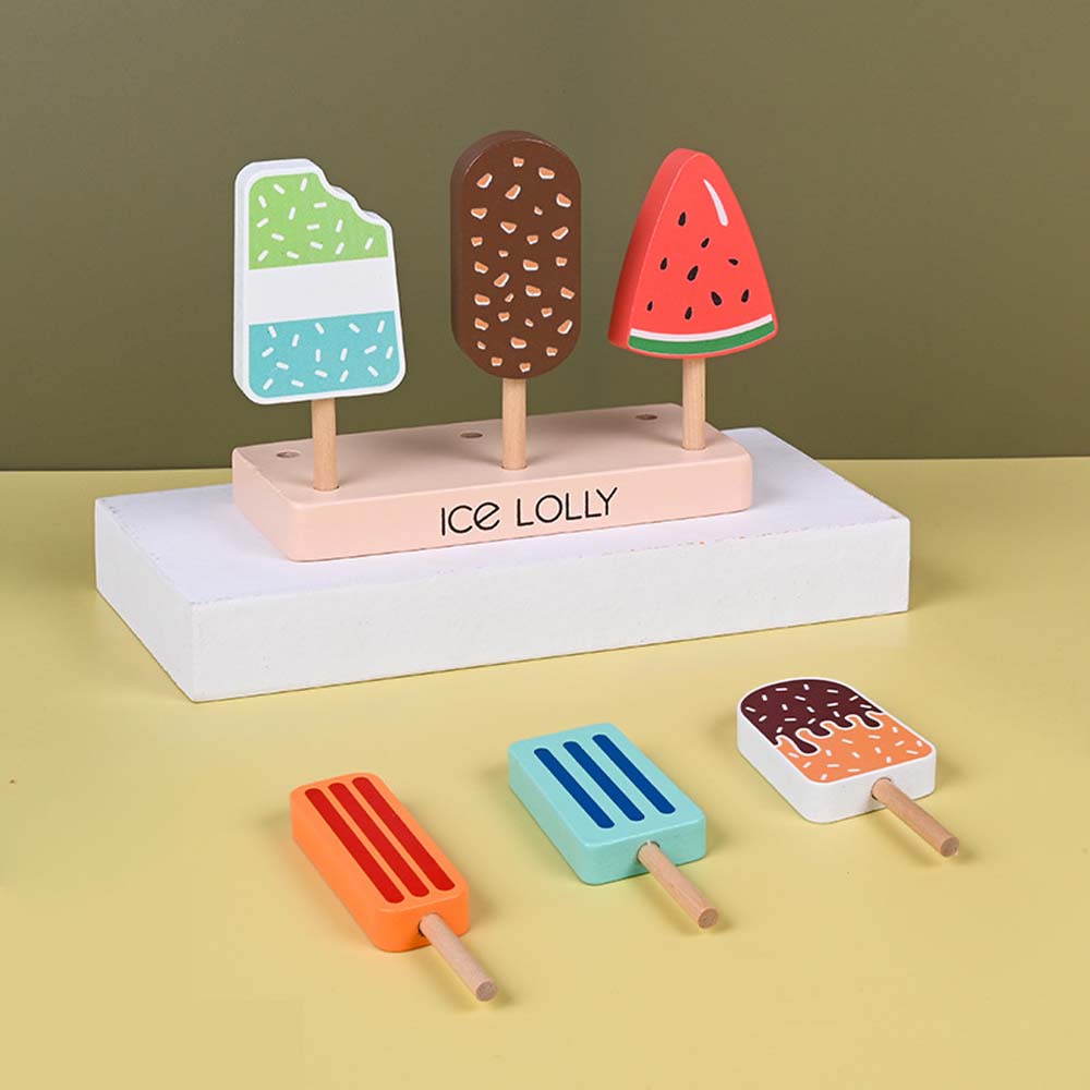 Toddler Wooden Simulation Ice Cream Fake Cake Artificial Food Kitchen ...