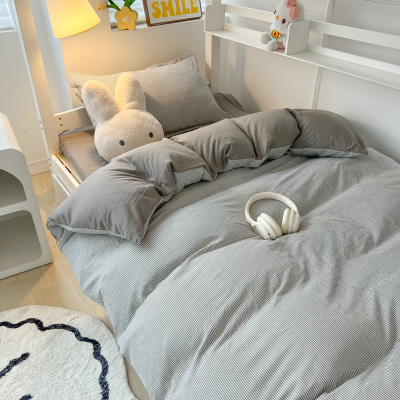 DANSUNREVE simple line bedding set design Katil single berjalur set ...