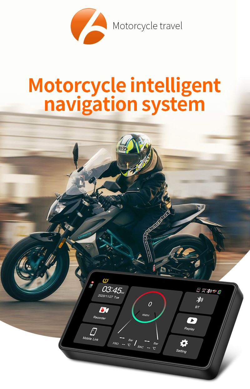SE80 Motorcycle navigation device CarPlay 1080P front and rear dual ...