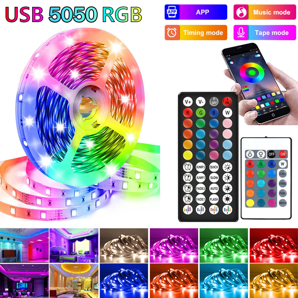 20M USB Bluetooth RGB LED Strip Light 5V 10M Flexible LED Lamp Tape for ...