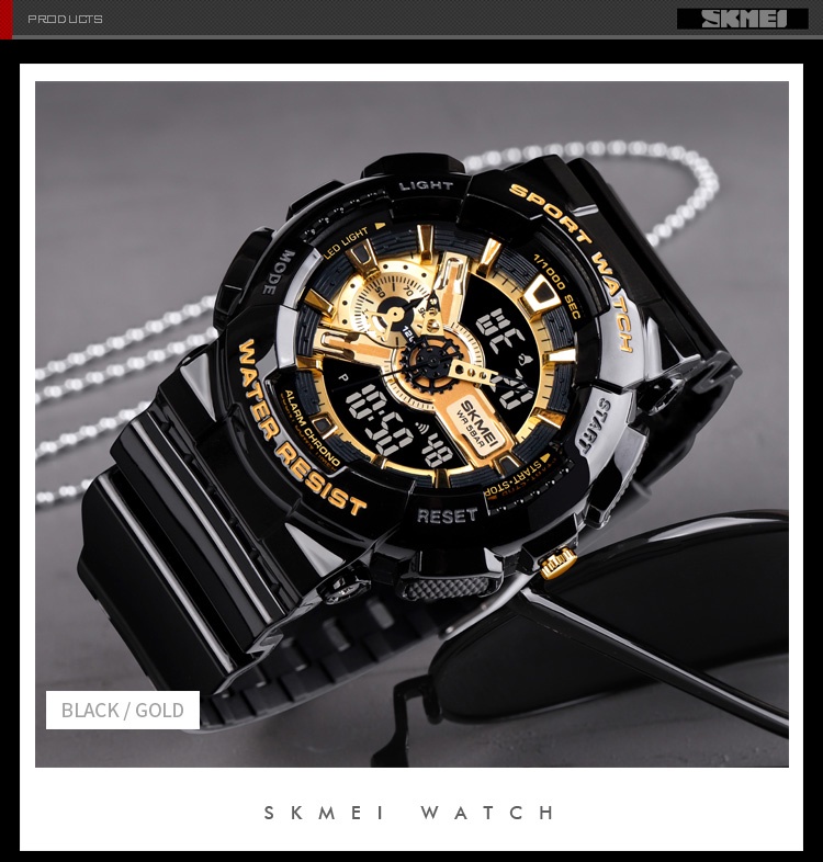 SKMEI Men Women Large Size Sport Watch Analog Digital Large Dial Alarm ...