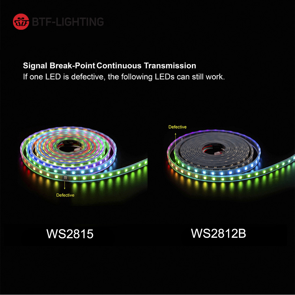 BTF-LIGHTING Dual-Signal 12V WS2815 RGB IC LED Pixels Strip Light 5m 30 ...