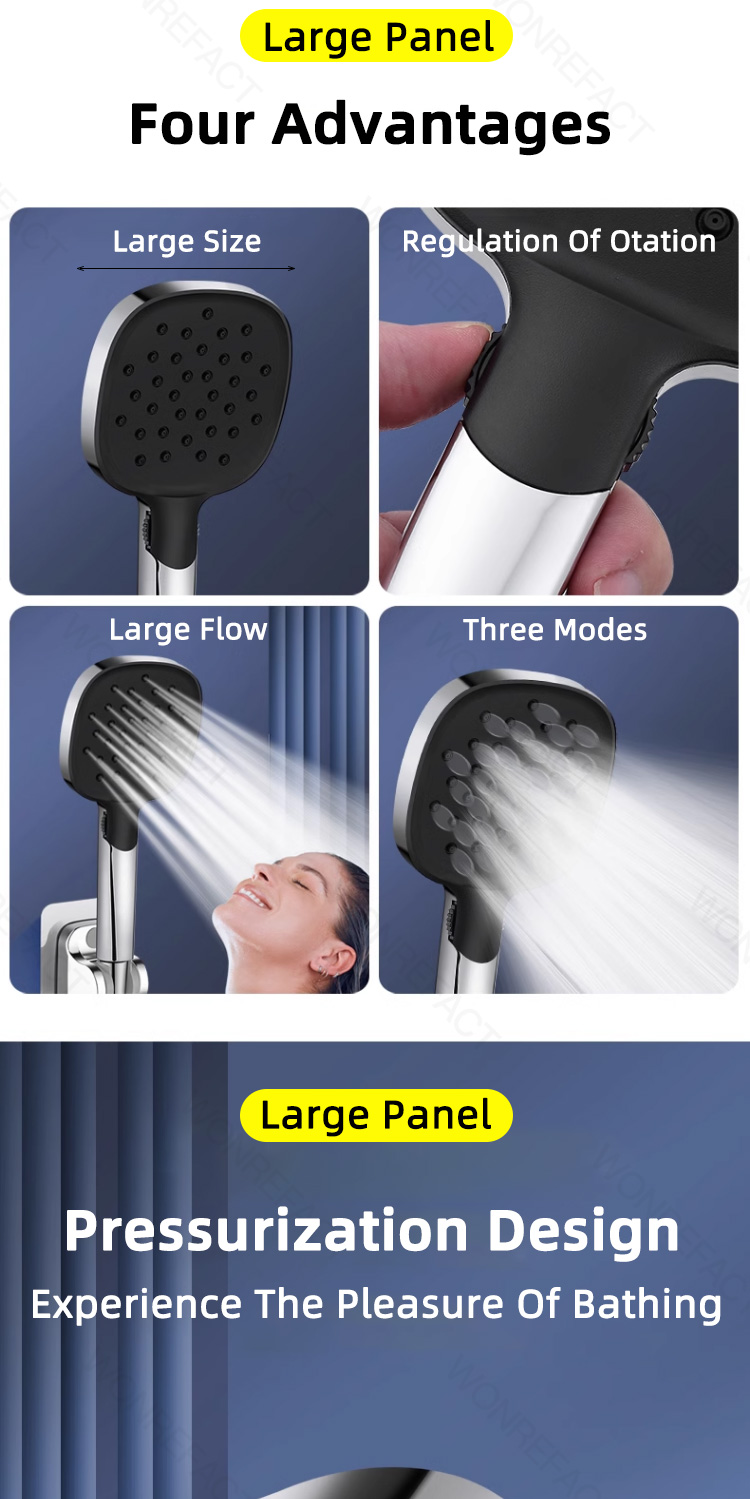 Luxury Bathroom Handheld Shower Head 3 Modes Adjustable High Pressure ...