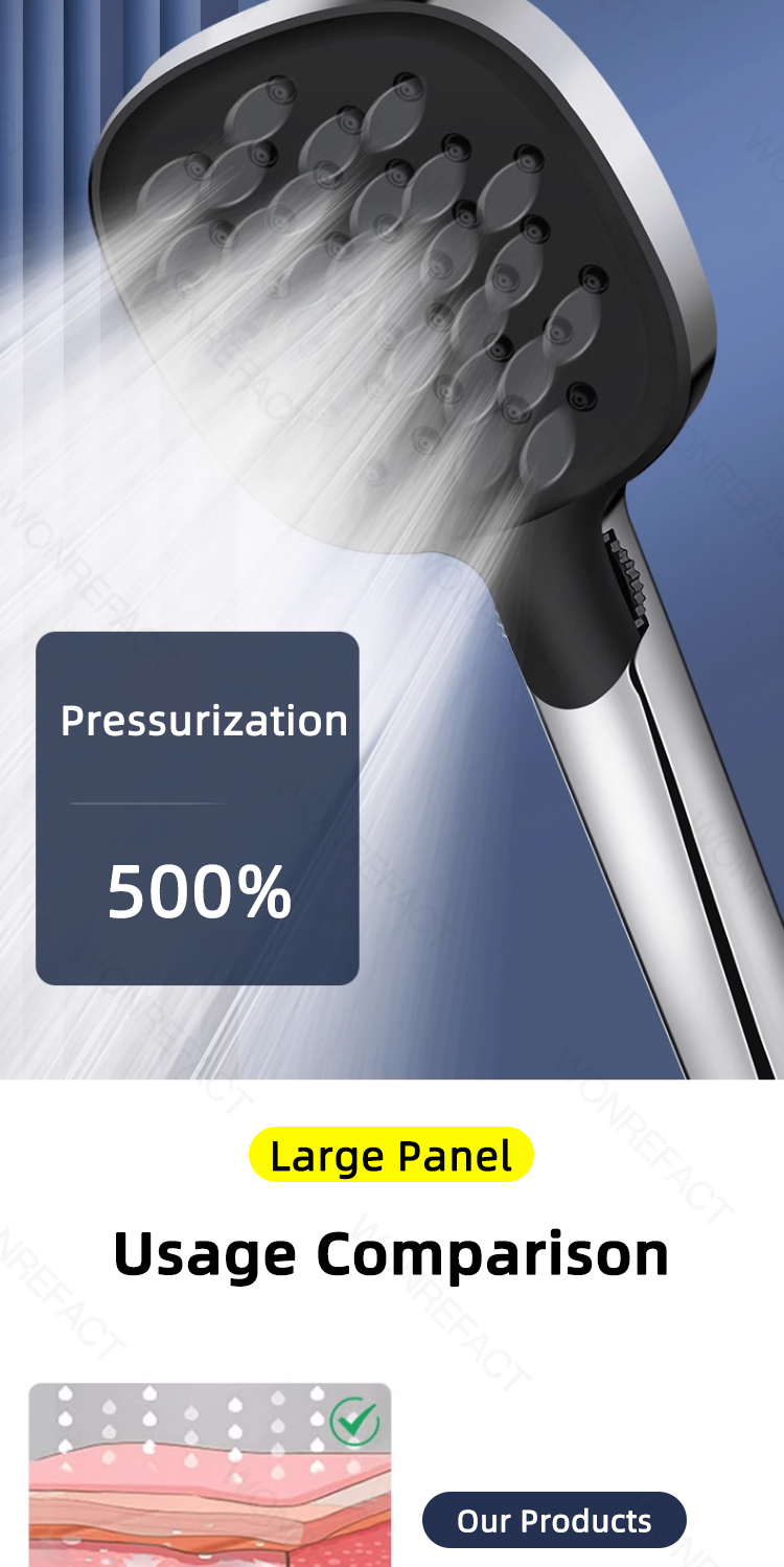Luxury Bathroom Handheld Shower Head 3 Modes Adjustable High Pressure ...