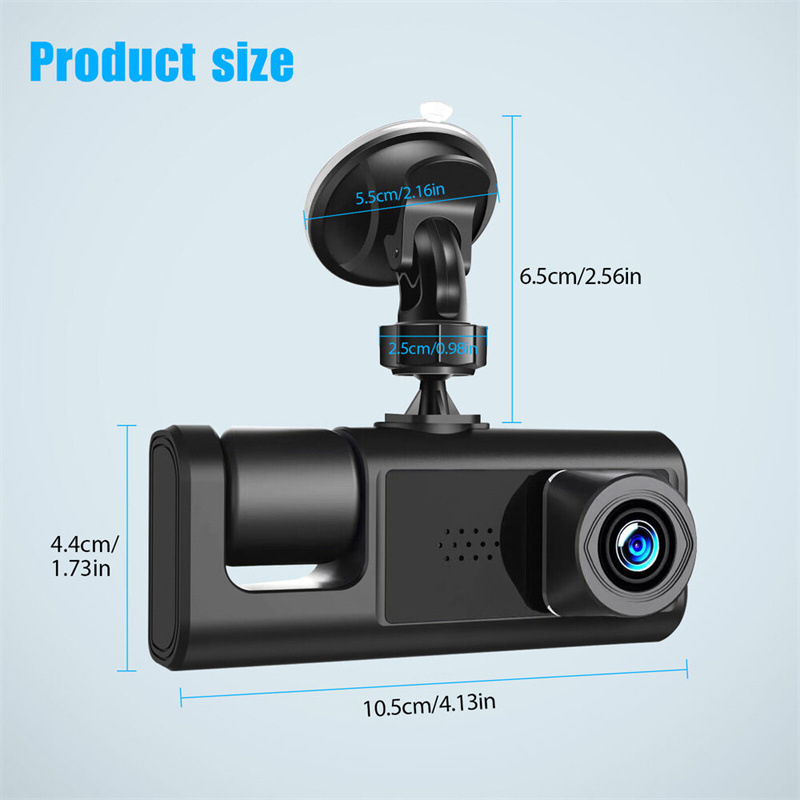 Car Dash Cam 3 Lens Dashcam Car Camera Front And Rear 1080P Car Video