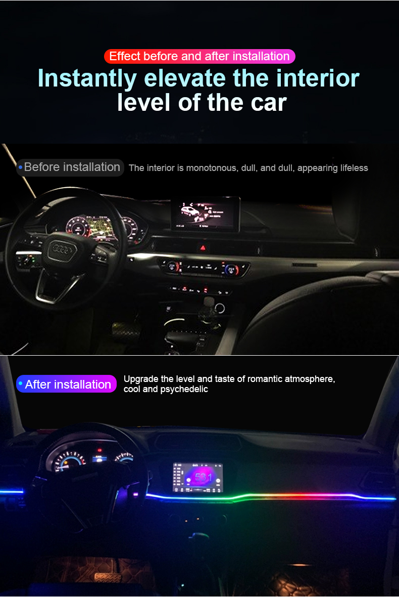 Universal Car Ambient Lights LED Interior RGB Symphony Atmosphere Lamp ...