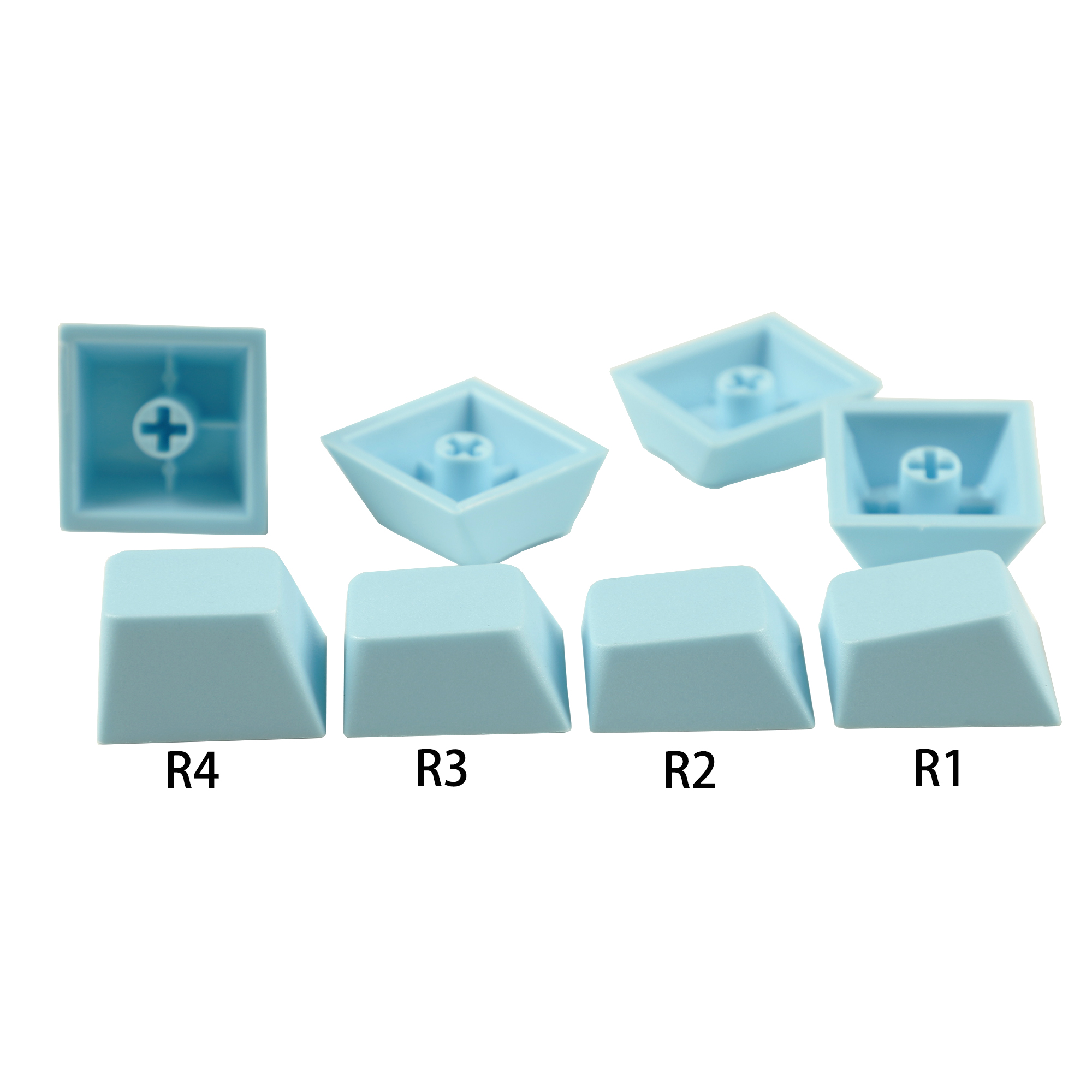 YMDK 10 Pcs Cherry profile 1u R1 R2 R3 R4 Blank Thick PBT Alphanumeric ...