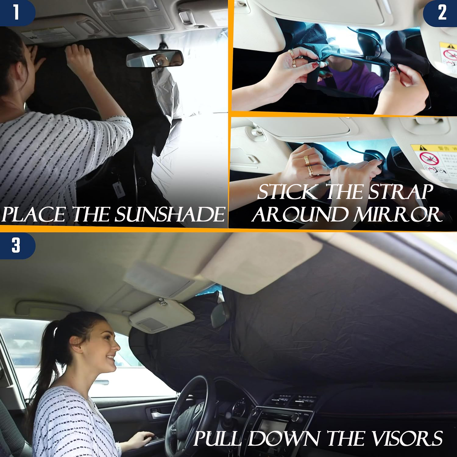 AOZI Car Window Sun Shade Foldable Front Car Sunshade Sun Blocker Fits ...