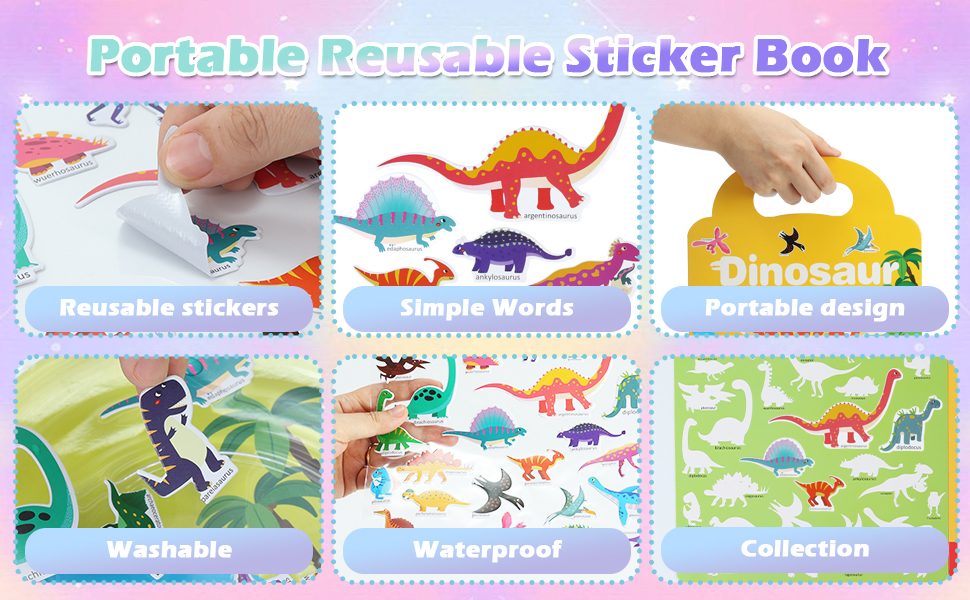 Cute Waterproof Reusable Sticker Books for Toddlers, Fun Jelly Travel ...
