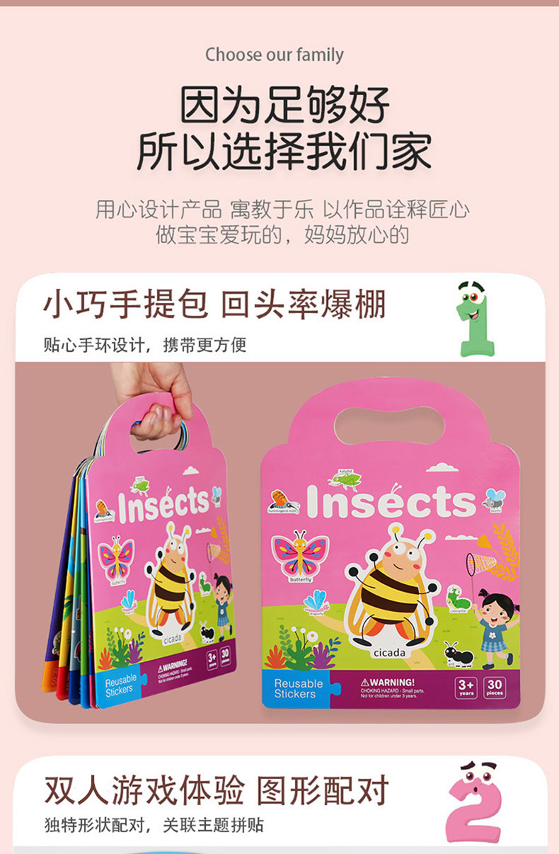 Cute Waterproof Reusable Sticker Books for Toddlers, Fun Jelly Travel ...