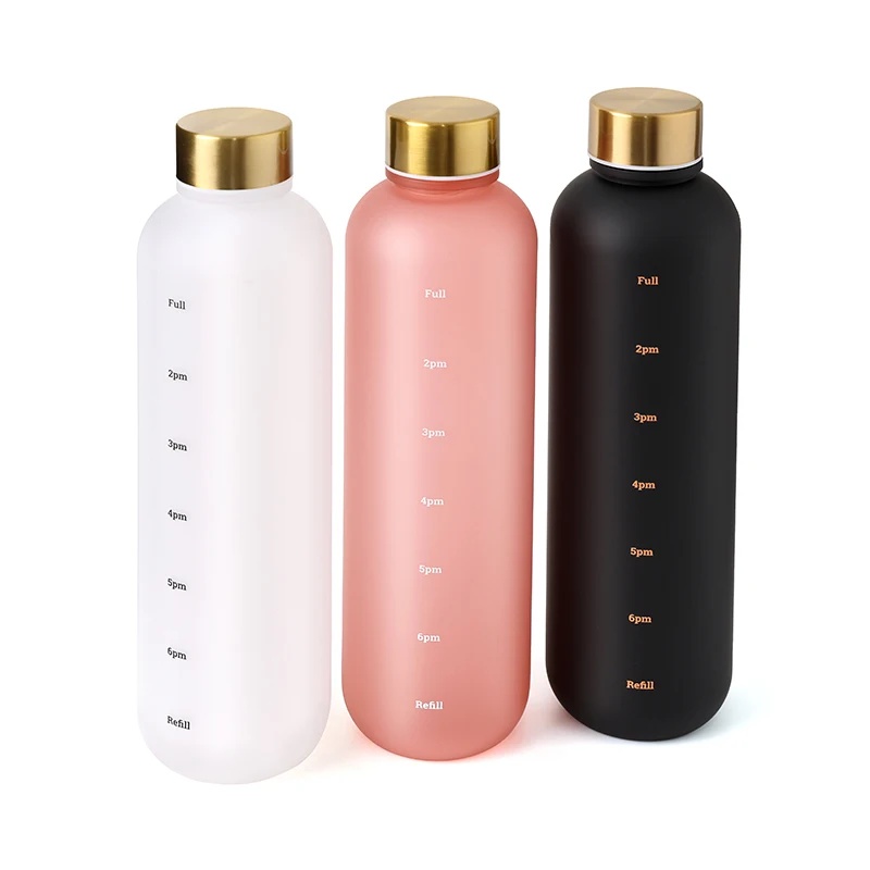 1L Bottle With Time Marker 32 OZ Motivational Reusable Fitness Sports ...