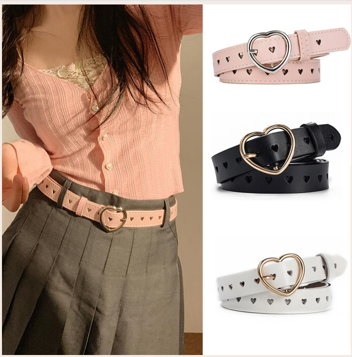 Korean Retro Belt Fashionable Love Buckle Belt Punch-Free And Versatile ...