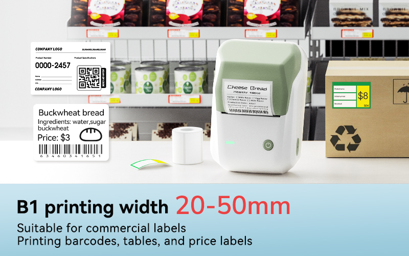 NIIMBOT B1 Label Maker Thermal Printer Food Label Printer Barcode QR ...