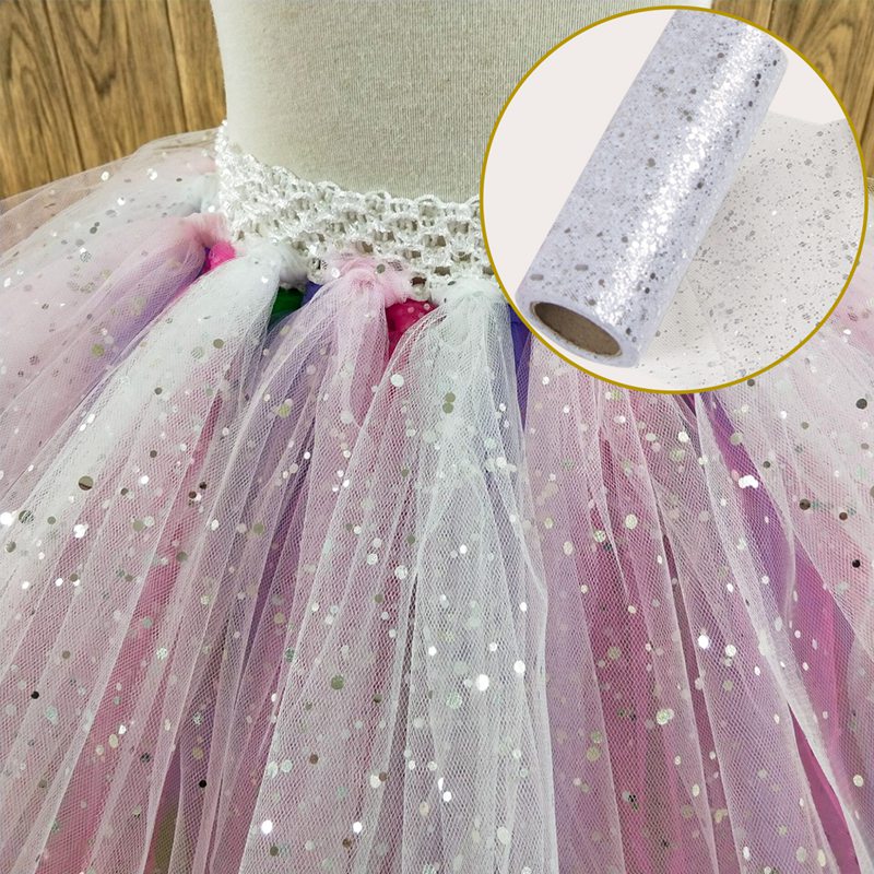 15cm*10yards/pc Sparkling Tulle Roll Ribbon Sequin Sheer Fabric Flower ...