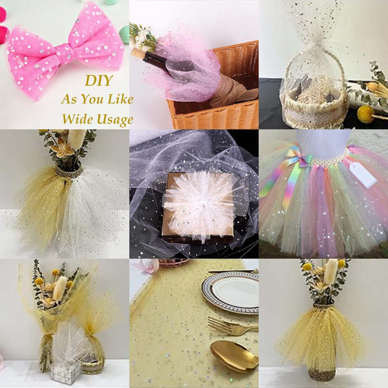 15cm*10yards/pc Sparkling Tulle Roll Ribbon Sequin Sheer Fabric Flower ...