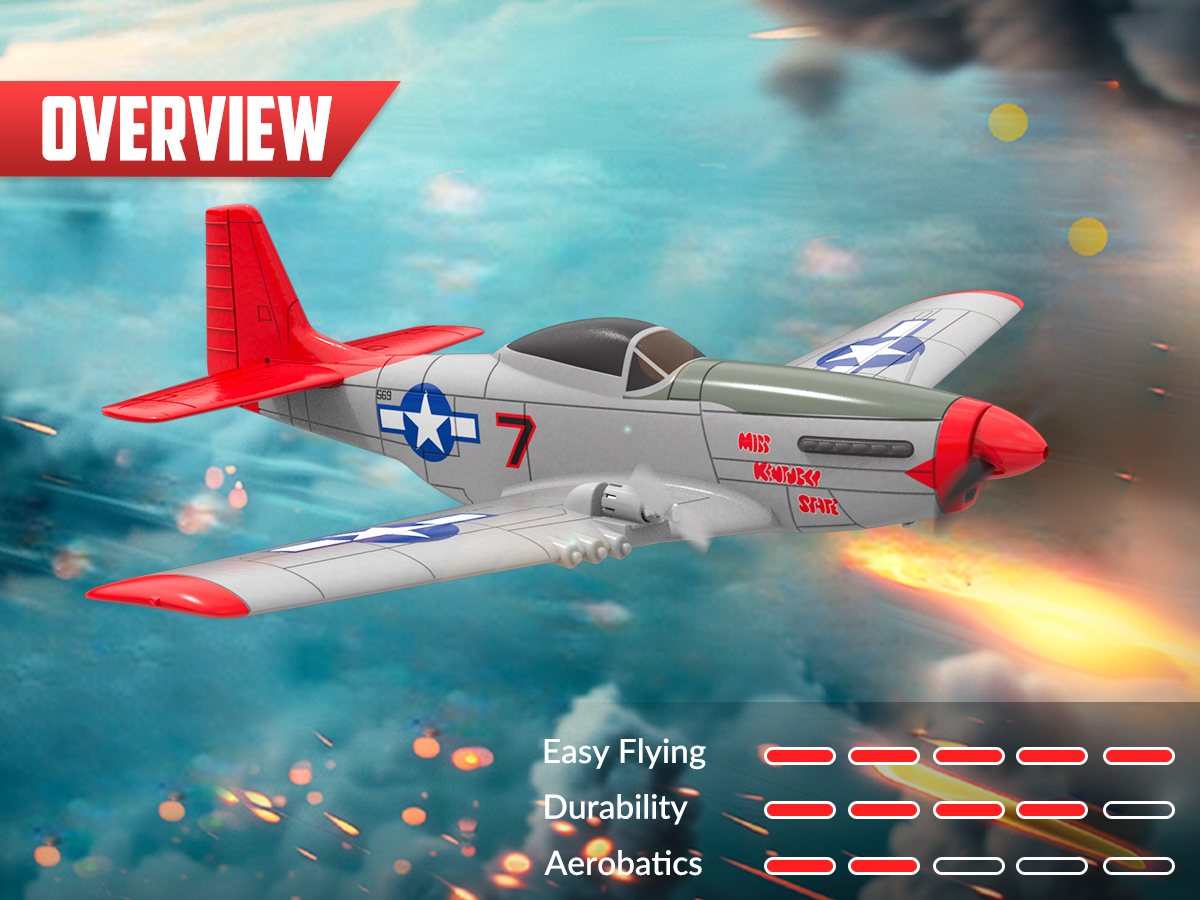 VOLANTEXRC Avion RC 2,4 GHz 4 CH RC prêt à voler P51 ustang WWII Avion