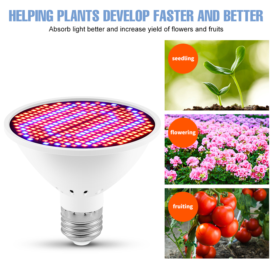 LED Plant Grow Light Bulb Full Spectrum 85-265V Indoor Hydroponic ...