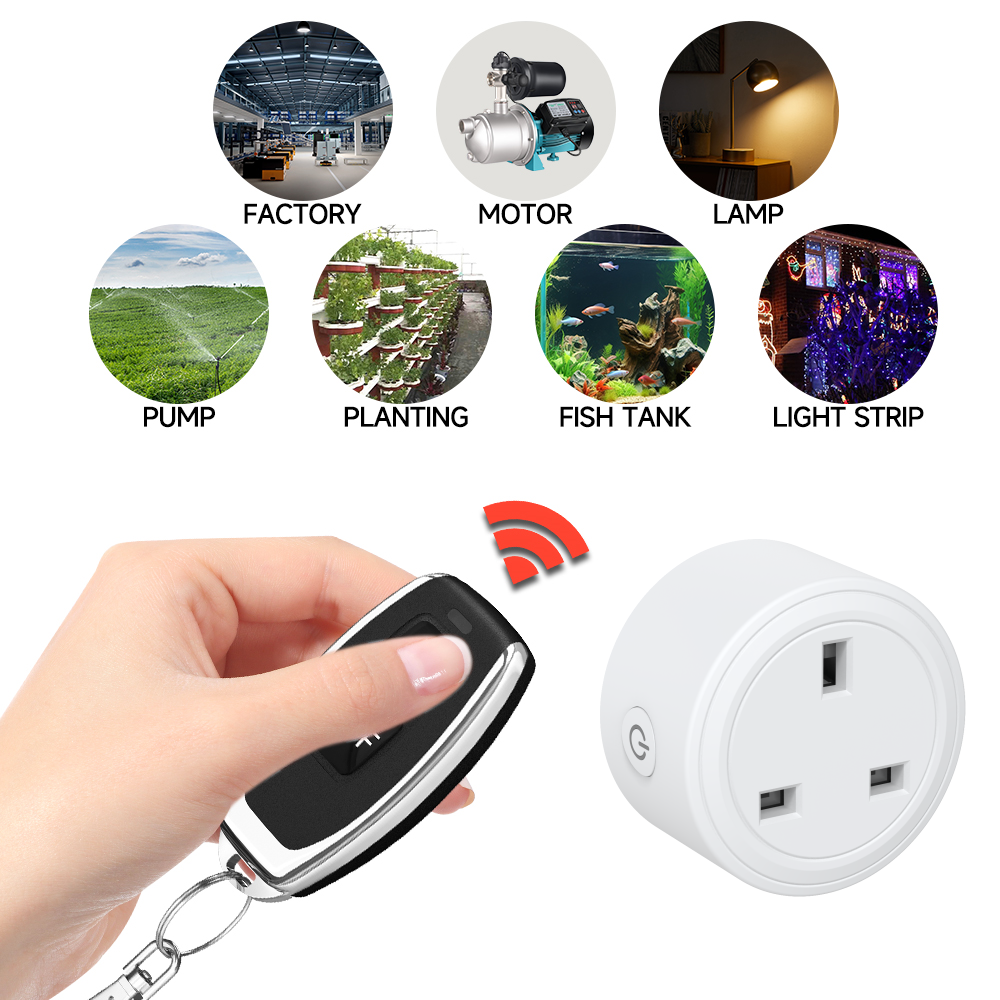 Cerhot 20A RF433 UK Socket Wireless Remote Control Switch Power Plug On ...
