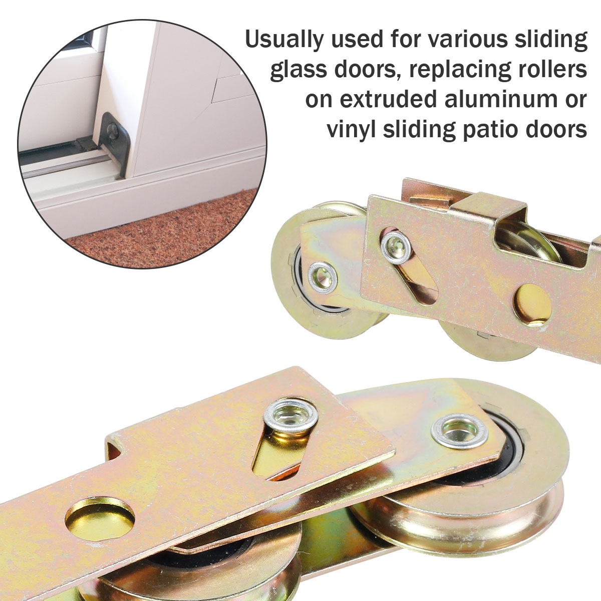 2pcs Sliding Patio Door Rollers 1-1/4inch Sturdy Tandem Roller Assembly ...
