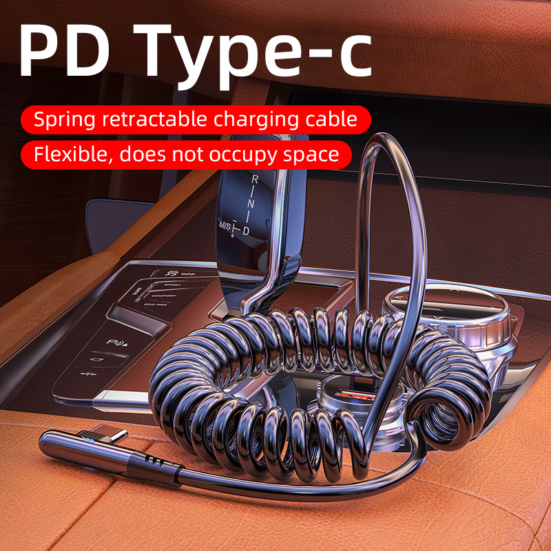 120w Fast Charging Luminous Spring Car Charging Cable Suitable for pd ...