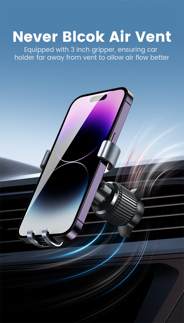 Supporto Telefonico Universale Per Auto A Gravità – Fissaggio A Griglia D'areazione, Nero