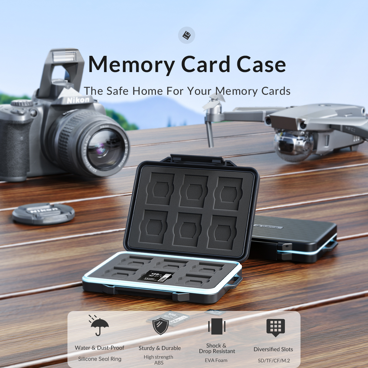 ORICO 24 Slots Micro SD Storage Card Holder Case Waterproof AntiShock