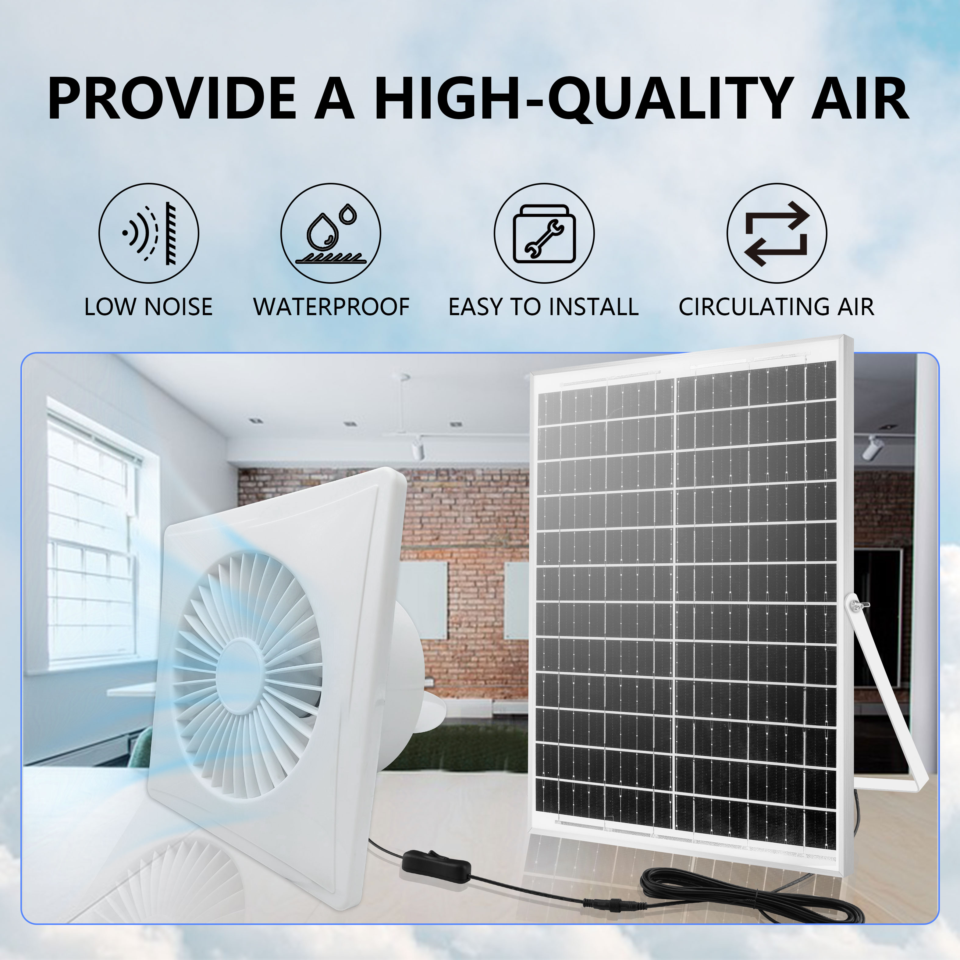 6w 8W High-Speed Exhaust Ventilation Fan with Waterproof Solar Panel+4 ...