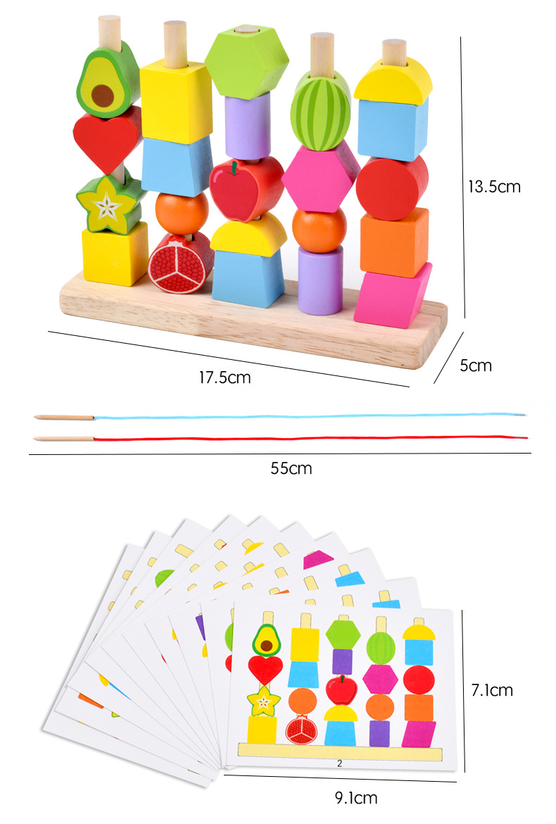 Montessori Wooden Toys Friut Shape Color Matching Puzzle Game Colorful ...
