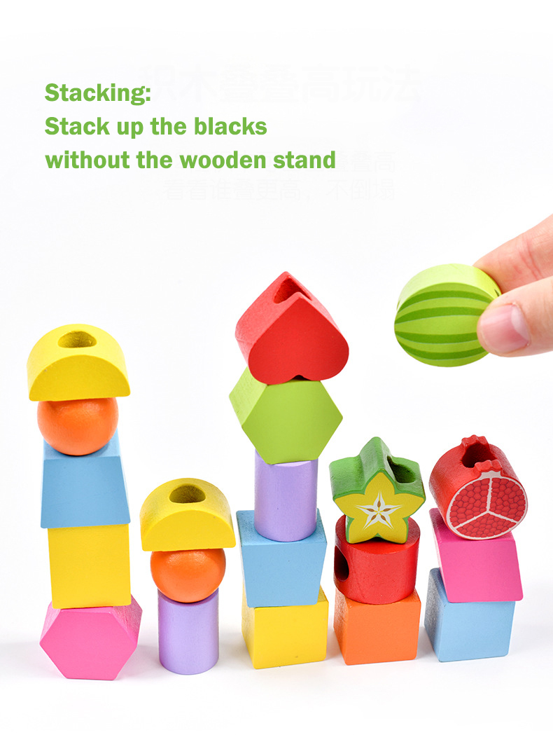 Montessori Wooden Toys Friut Shape Color Matching Puzzle Game Colorful ...