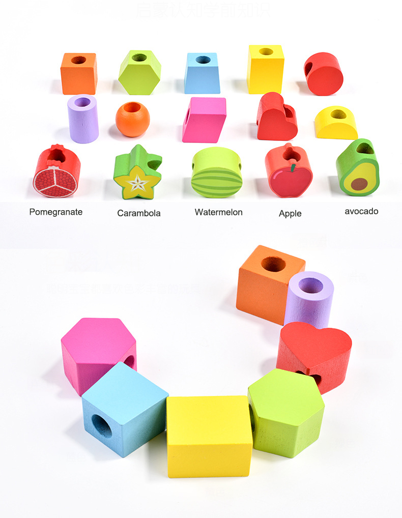 Montessori Wooden Toys Friut Shape Color Matching Puzzle Game Colorful ...