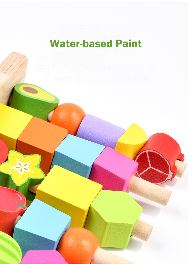 Montessori Wooden Toys Friut Shape Color Matching Puzzle Game Colorful ...