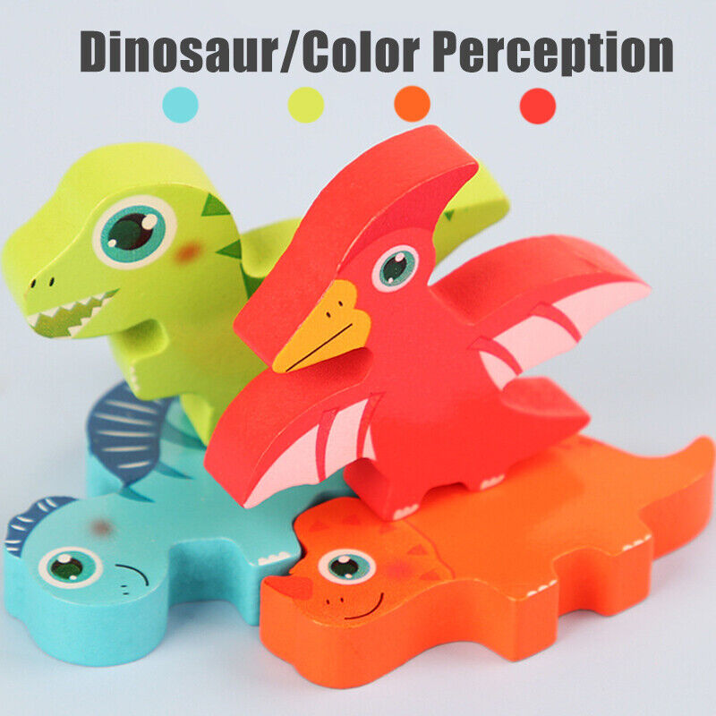 Wooden Dinosaur Jigsaw Puzzle Toys Montessori Peg Puzzle Game Kids ...