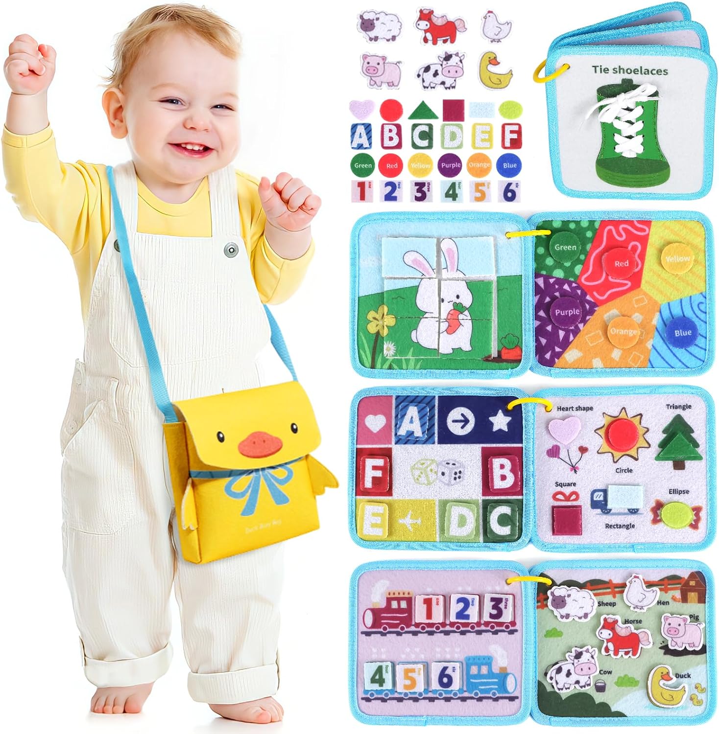 Montessori Busy Bag Cloth Story Sensory Books For Toddlers Quiet 3D ...