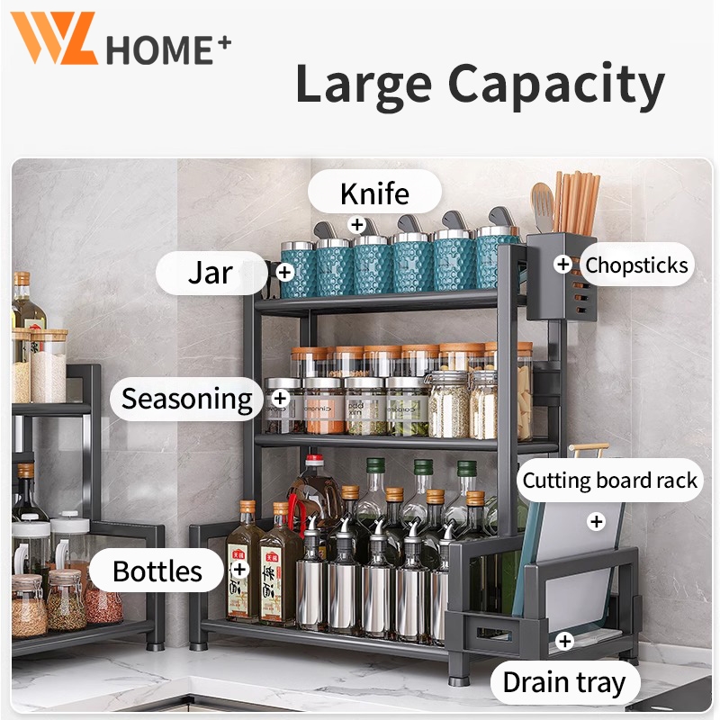 Spice Rack Rak Dapur Rak Rempah Stainless Steel Seasoning Storage Rack ...