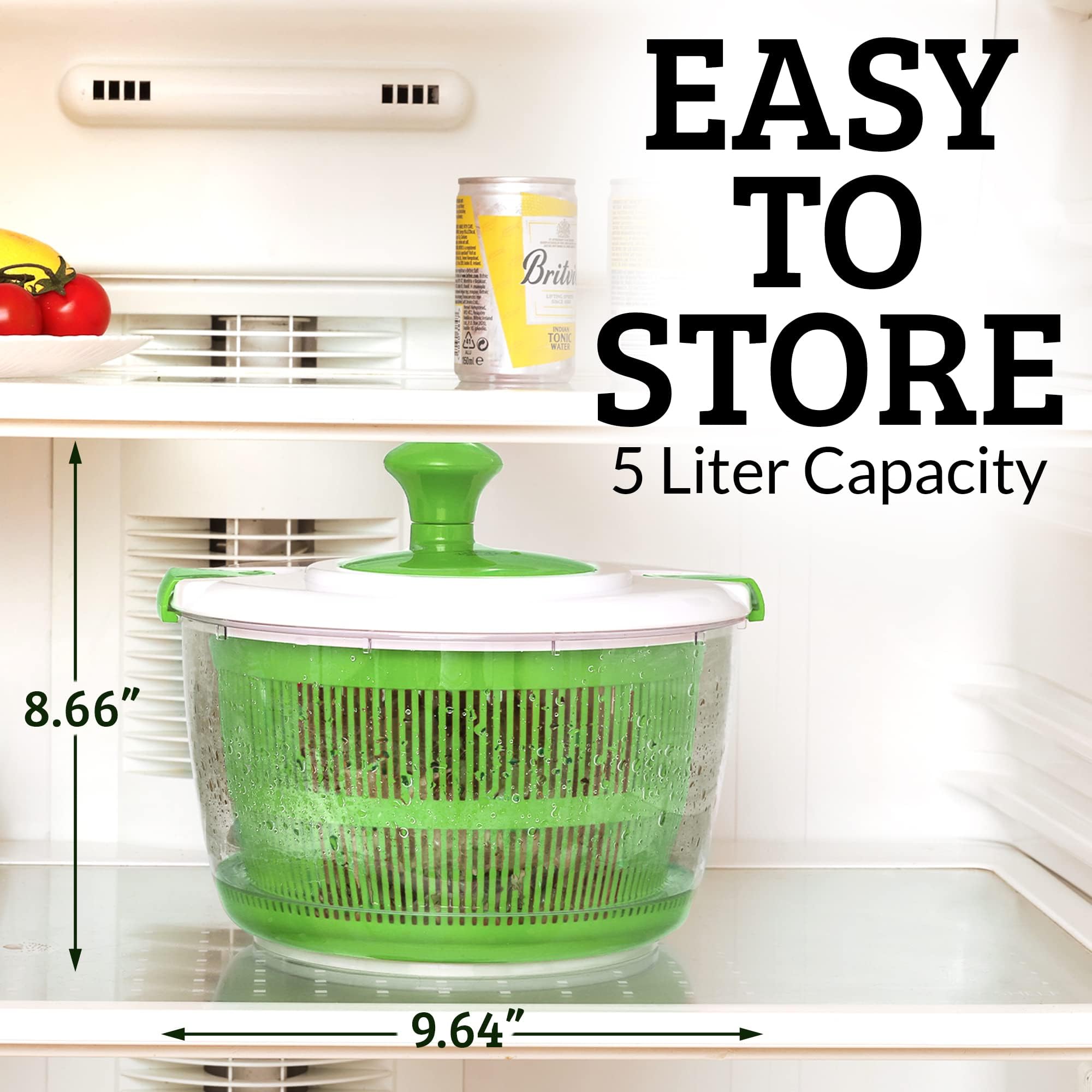 Kitchen Salad Spinner Large 5L Capacity - Manual Lettuce Spinner With ...