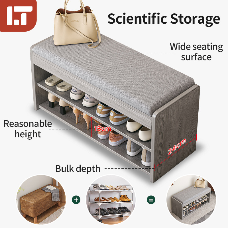 Modern Shoes Storage Cabinet With Stool Multifunctional Storage Bench ...