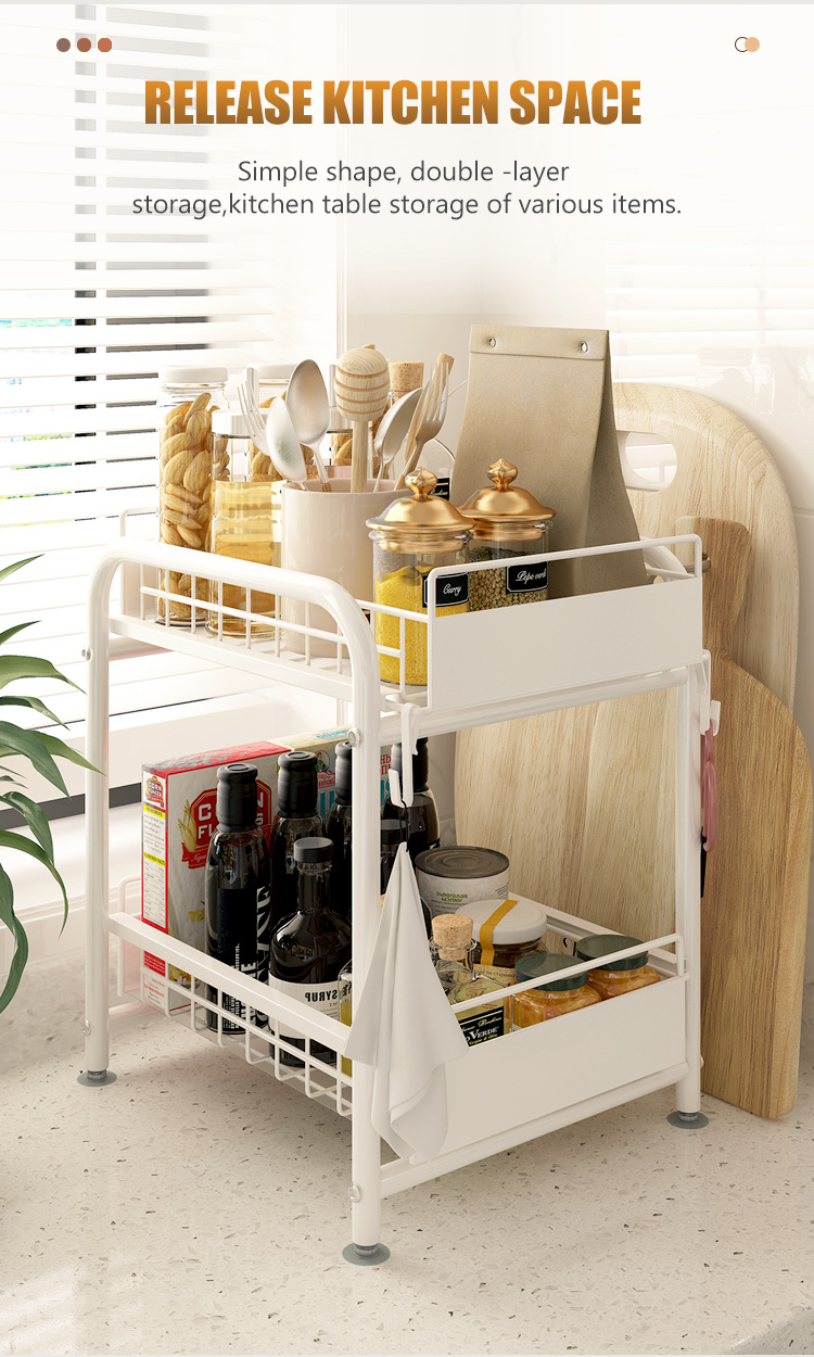 ️ Ready Stock~ Under Sink Rack Kitchen Full Steel Sliding Cabinet Rak ...