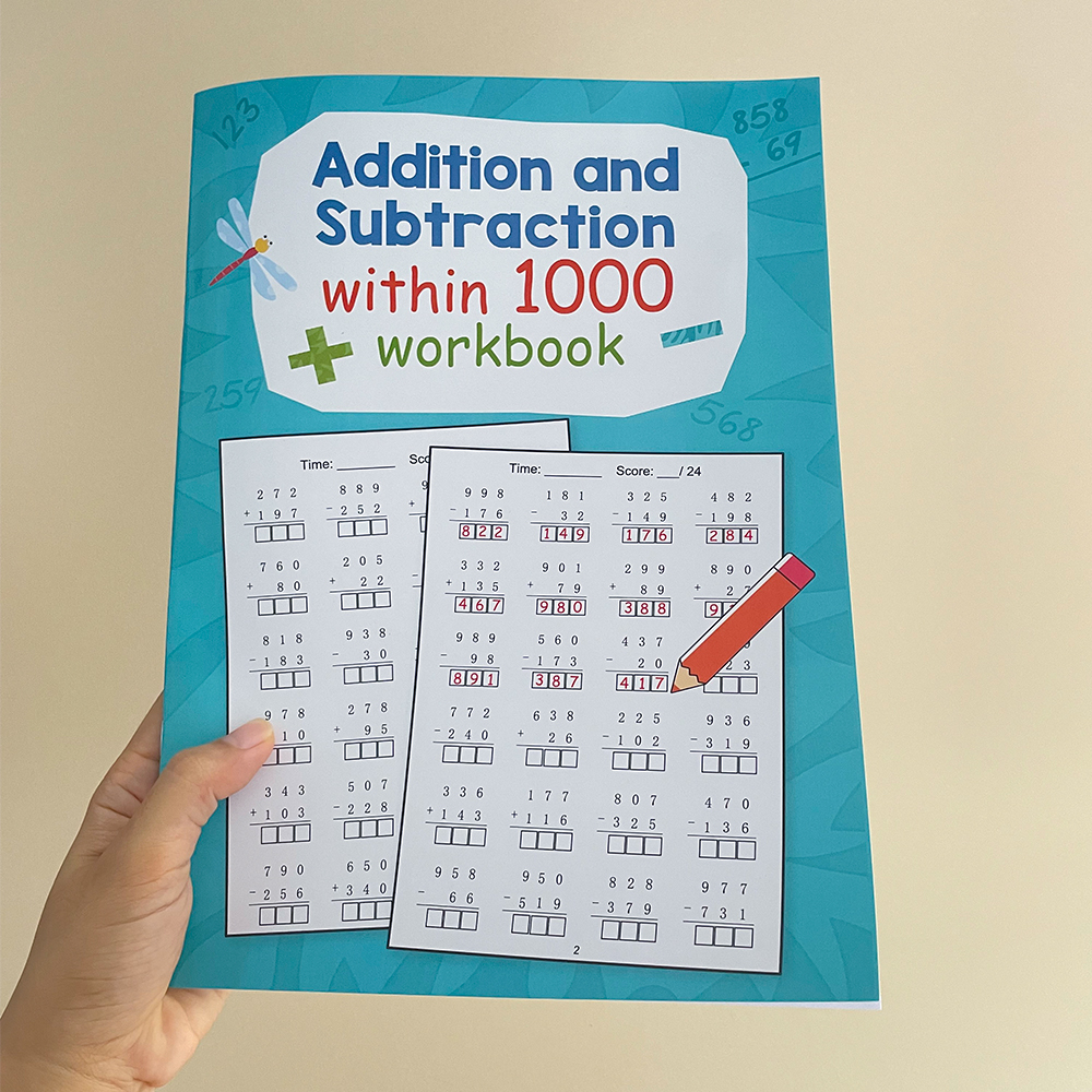 32 Pages Math Arithmetic Workbook Addition & Subtraction within 1000 ...